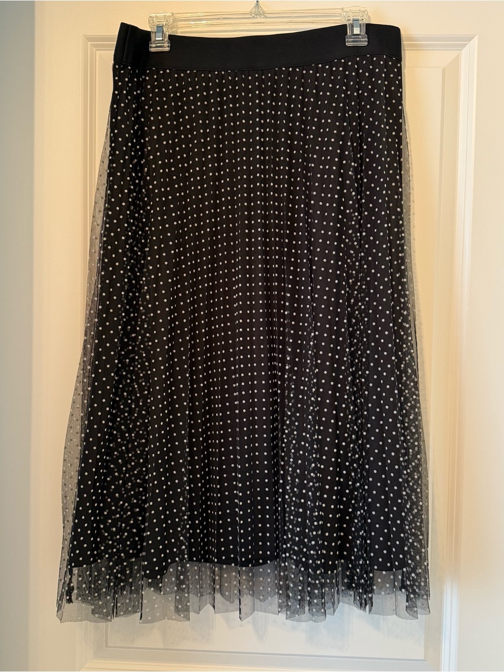 Black Polka Dot Mesh Midi Skirt by time and tru